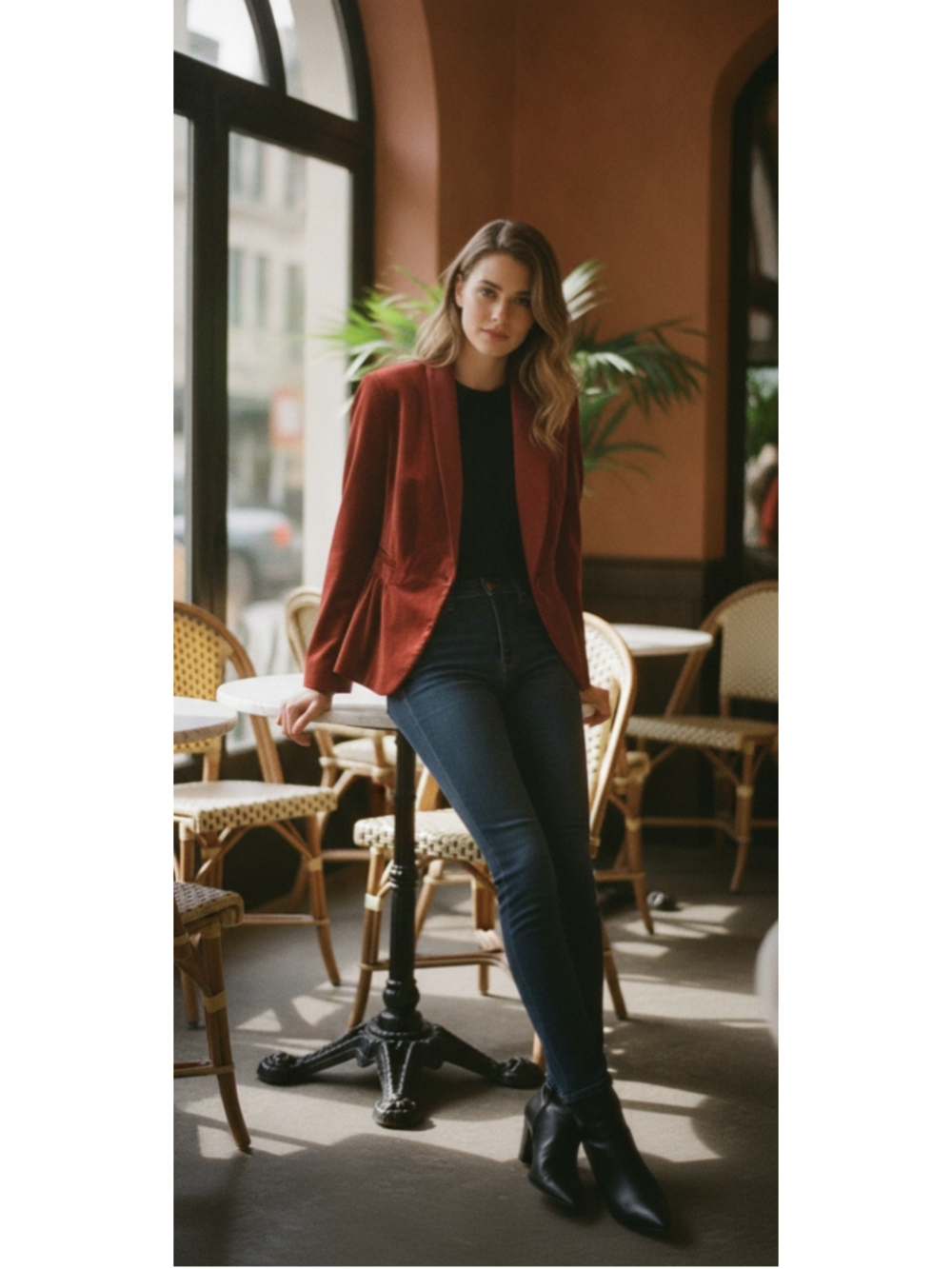 Jessica Red Velvet Blazer Jacket size 12